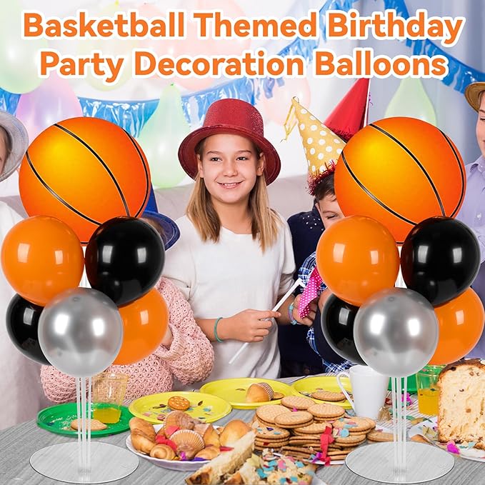 Basketball Party Balloons Stand Kit 2 Sets With 2 Basketball Ball