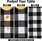 Kesfey 3 Packs Black Gingham Tablecloths 54 x 108 inch Black and