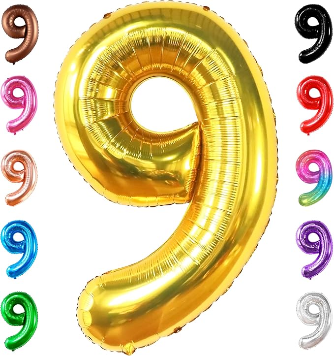 KatchOn, Giant Gold Number 9 Balloon - 40 Inch | Foil 9 Birthday