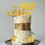 37 PCS Crown Cake Topper Mini Gold Crown Butterfly Disco Ball