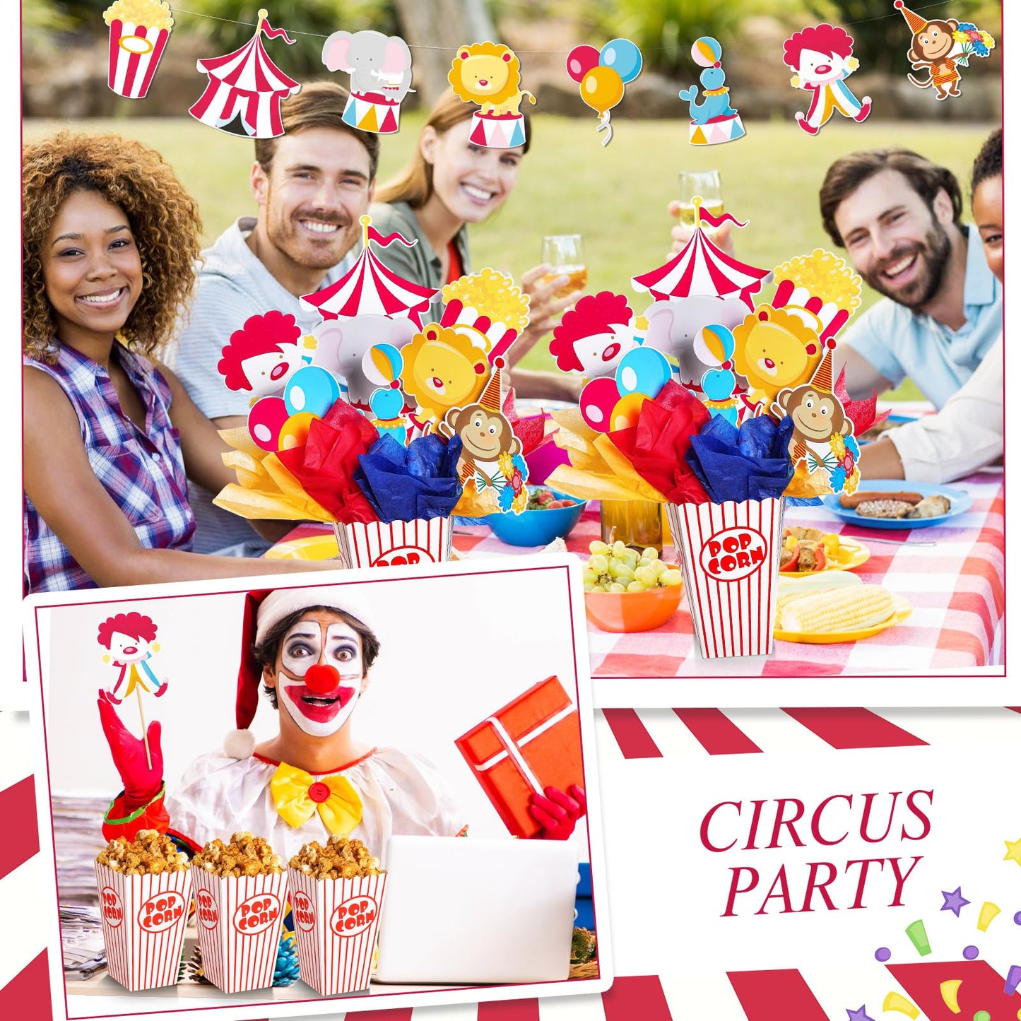 Weekgrat 6 Sets Circus Carnival Party Centerpieces Decorations Circus