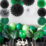 Black Green Silver Football Party Decorations 20pcs Soccer Theme