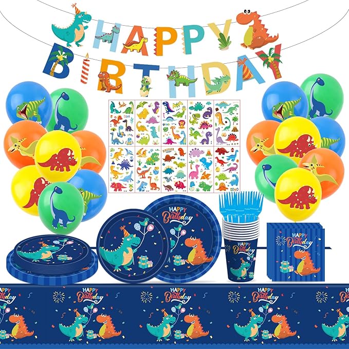 108PCS Dinosaur Birthday Party Supplies Dinosaur Party Decorations