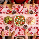 125PCS Valentine's Day Plates and Napkins Set Rose Heart Disposable