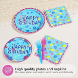 96Pcs Hawaiian Birthday Decorations Tropical Luau Blue Cartoon