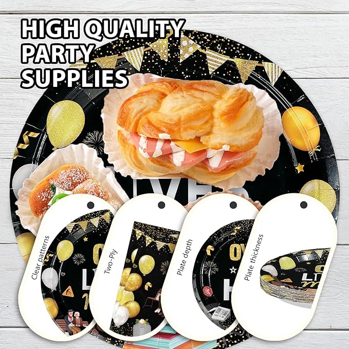 96Pcs Old Lives Matter Decoration Over The Hill Birthday Plates and