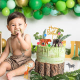 34 Pcs Safari Animal Cake Toppers with Mini Birthday Party Hats