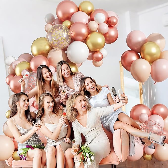 Rose Gold Balloon Arch Kit Nude Light Pink Gold Confetti Party