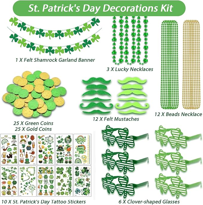 94 Piece St Patricks Day Accessories St Patricks Day Party Favors