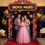 3 Pcs Movie Night Porch Sign Banner Movie Theme Party Decorations