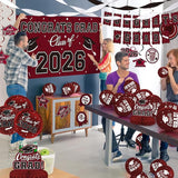 Maroon Themed 2026 Graduation Decorations Set - Congrats Grad Banner,