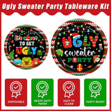 96Pcs Christmas Ugly Sweater Party Plates Merry Christmas Party