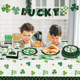 98PCS St Patrick's Day Party Supplies Green Irish Shamrock Tableware