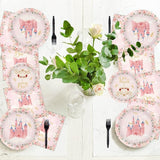 96 Pcs Princess Party Supplies Pink Floral Tableware Set With Plates