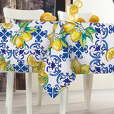 Livcoz Blue Lemon Italy Tile Pattern Rectangle Tablecloth 60 x 104