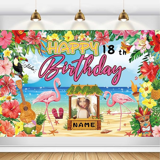 Custom Happy Birthday Banner Flamingo Themed Party Decoration