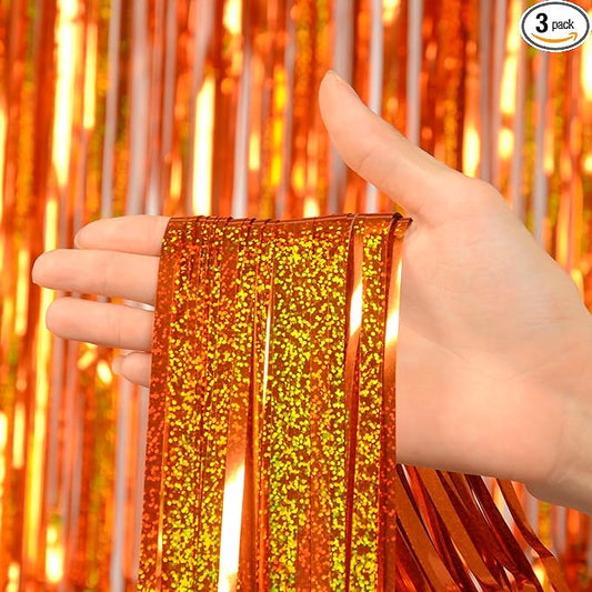 Upgraded Thicker Melsan Tinsel Fringe Curtain, 3 Pack 3.2 x 8.2 ft