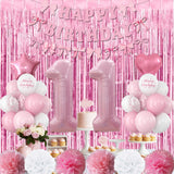11th Birthday Decorations for Girls Pink Number 11 Balloon Bow