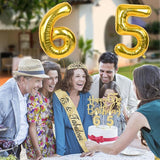 65th Birthday Decorations for Women with Tiara and Sash Candles and