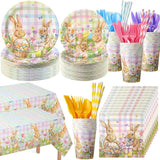452 Pcs Easter Party Supplies for 50 Guest Pastel Easter Bunny Paper