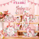 6 Pcs Floral Baby Shower Table Decoration Flower Girl Birthday Wooden