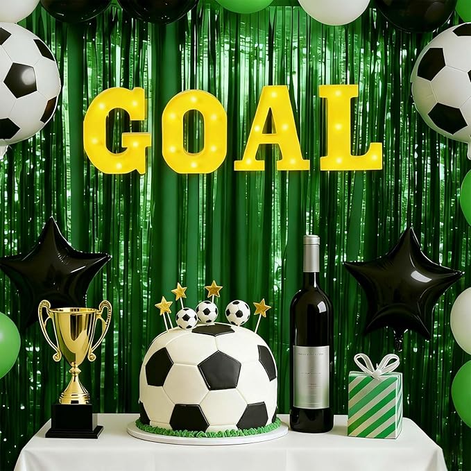 4 Pcs Soccer Party Decorations Goal LED Lights Sign Soccer Football