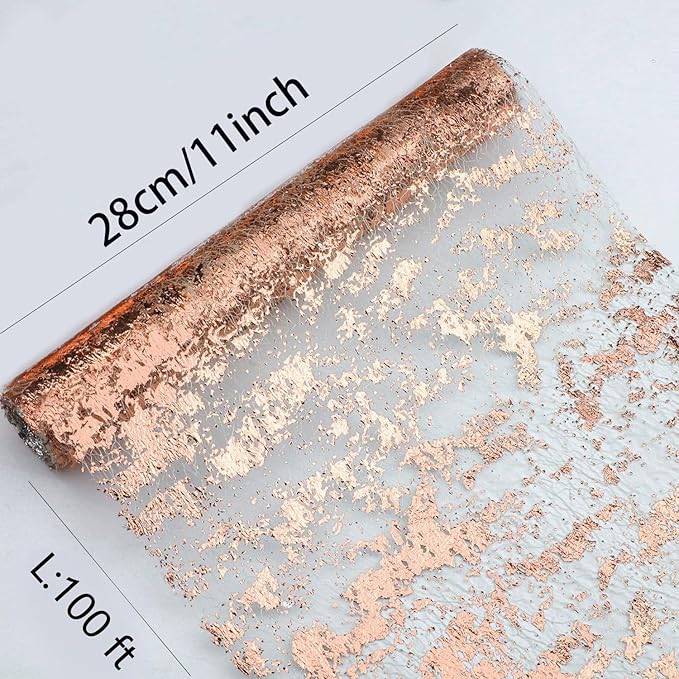 Snowkingdom Rose Gold Table Runner 11 Inch x 100 Feet Glitter Sequin