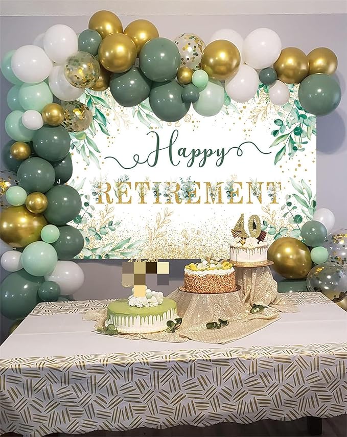 Happy Retirement Party Decorations Set Eucalyptus Leaves Retired