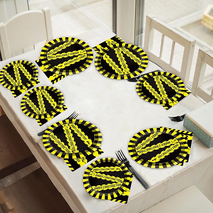 96 Pieces Construction Birthday Party Tableware Set for Dump Truck
