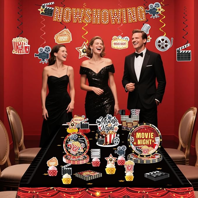 157pcs Movie Night Supplies Convenient Paper Tableware Set Includes