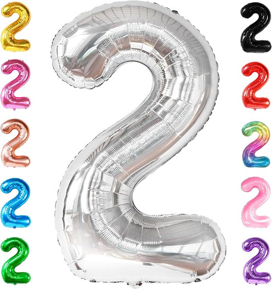 KatchOn, Big Silver Number 2 Balloon - 40 Inch | Silver 2 Balloon