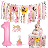 Bee Theme Highchair Banner for Baby First Birthday Party Decorations