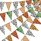 5 Pcs Jungle Zoo Animal Print Decoration Safari Birthday Banner Wild