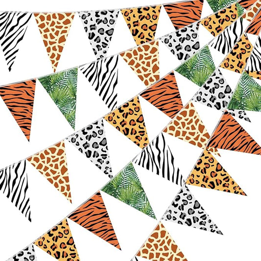 5 Pcs Jungle Zoo Animal Print Decoration Safari Birthday Banner Wild