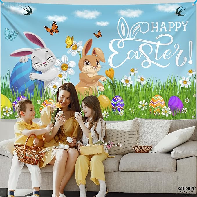 Happy Easter Banner XtraLarge 72x44 Inch Easter Backdrop for