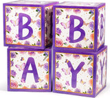 Baby Boxes with Letters and Butterfly Balloons for Gender Reveal