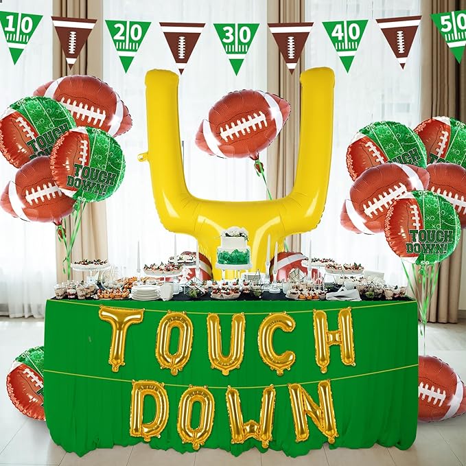 Football Party Supplies Kit Touchdown Letter Balloon Goal Post &