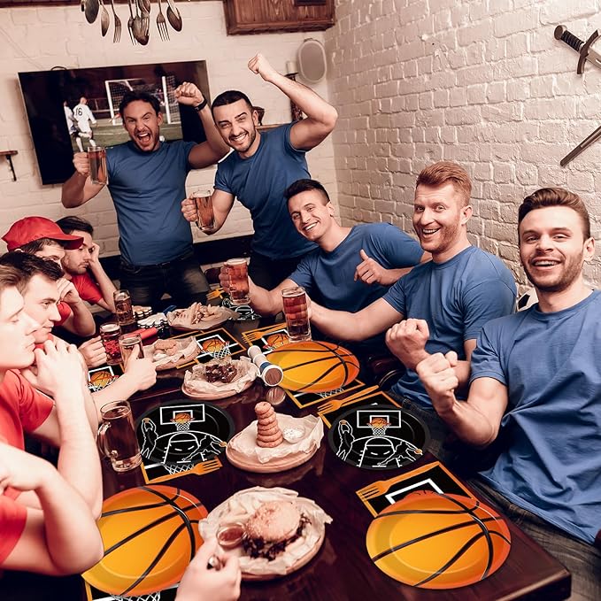 96 Pieces Basketball Party Supplies Basketball Plates Napkins Paper