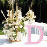 Qunclay Pink Crystal Diamond Letter Wall Decor, Glitter Wooden Bling