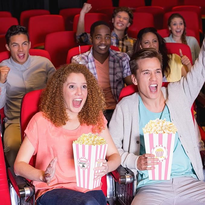 K KUMEED 20 pcs Movie Night Large Popcorn Favor Boxes 7.8 Inches