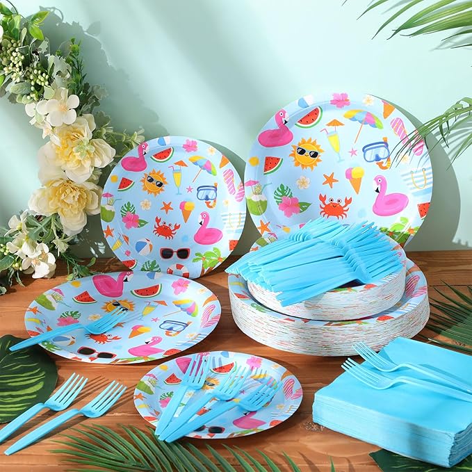 Havawish 240 Pcs Summer Hawaii Paper Tableware Napkins Beach Party