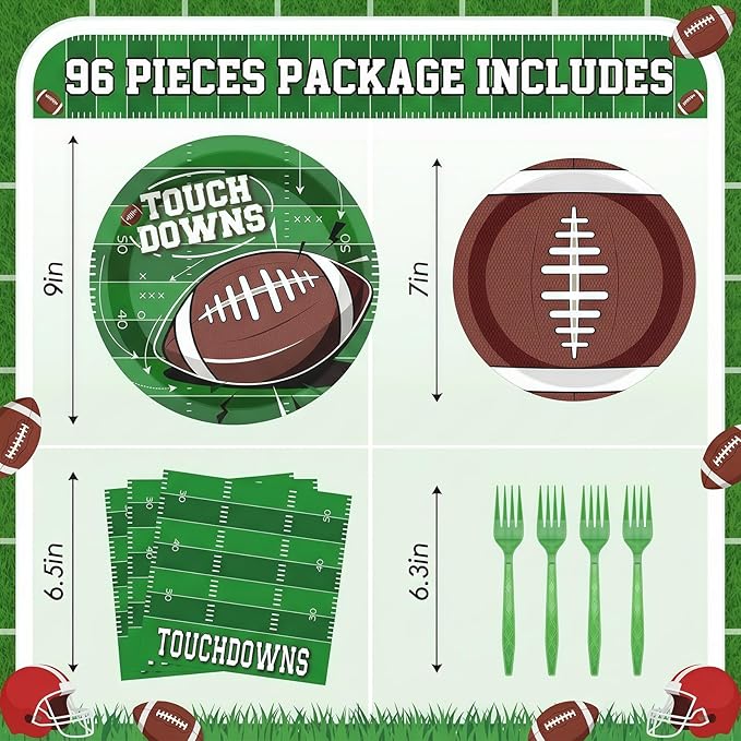 96 Pcs Football Party Decorations Tableware Set Football Theme