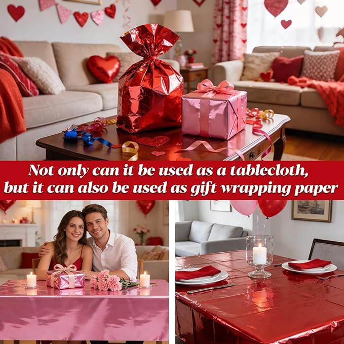 10 Pcs Valentine's Day Foil Table Cloth Disposable Rectangle