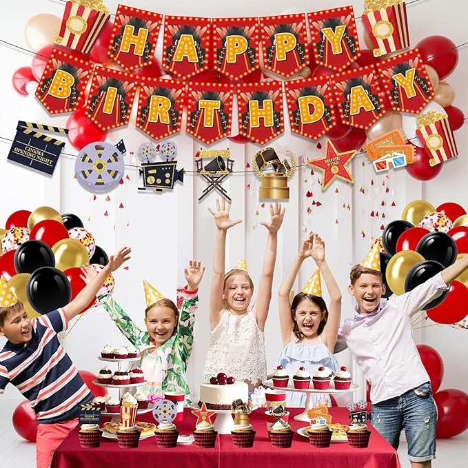 Movie Theme Birthday Party Decoration Happy Birthday Banner Movie