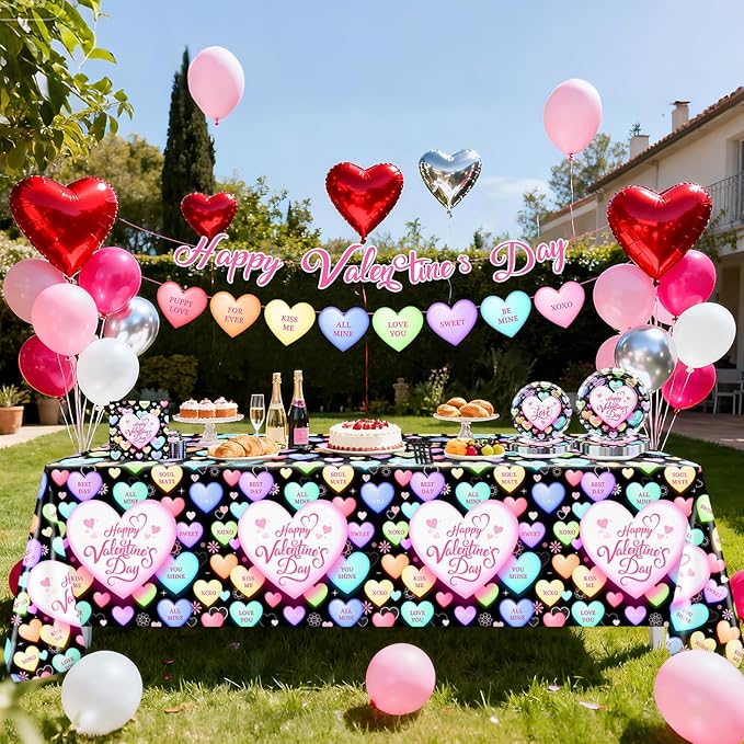 Valentines Day Party Decorations Black Happy Valentine's Day Plates