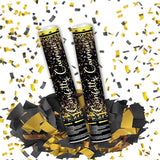 12" Black Gold Confetti Cannon Party Poppers for Birthday Graduation