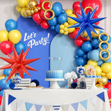 132pcs Red Blue Yellow Balloons Arch Garland Kit with Long Balloons
