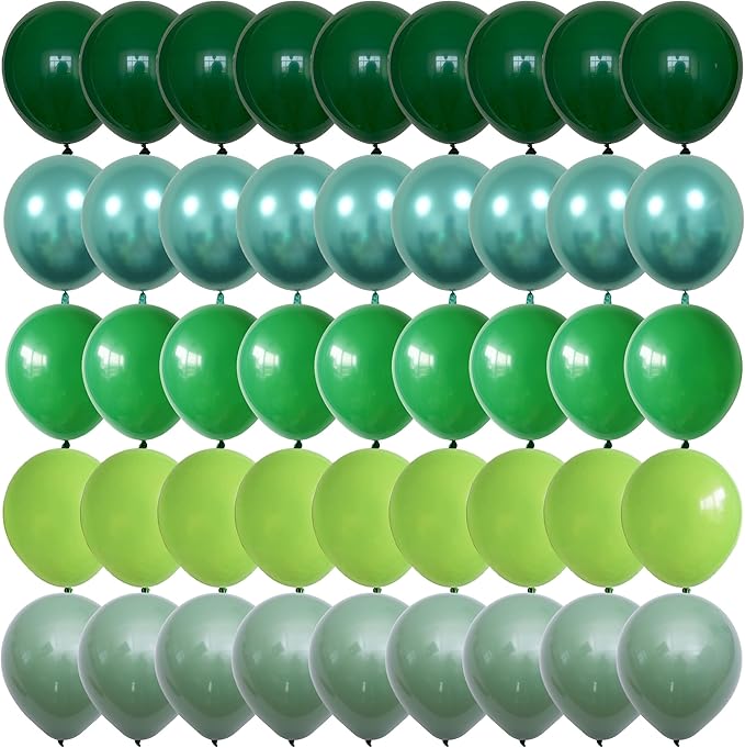 Togvu Green Balloons, 60 Packs 12 Inch Different Shades Dark Emerald