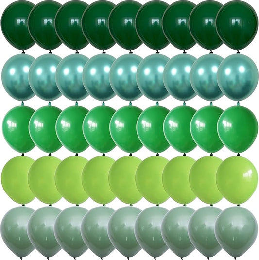 Togvu Green Balloons, 60 Packs 12 Inch Different Shades Dark Emerald