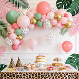 Pink and Green Balloons, Jungle Safari Balloon 12 Inch Leopard